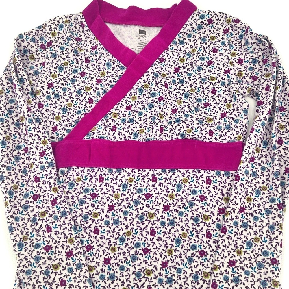 Tea Collection Floral Dress Girls Size 10 Purple Long Sleeve Wrap Style Boho - Picture 2 of 8